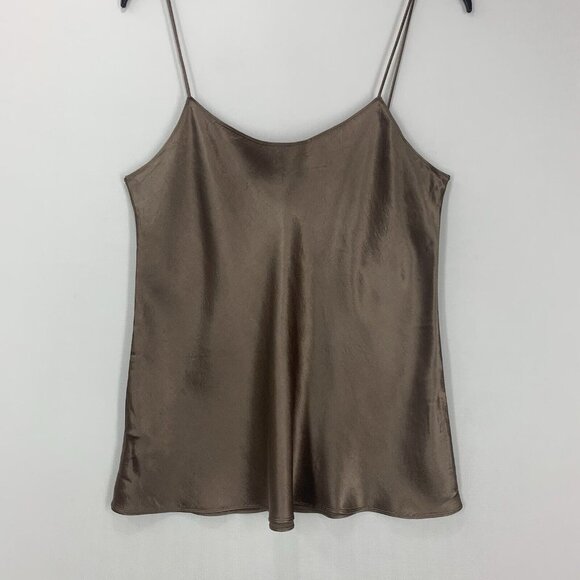 Vince Satin Camisole Taupe Cami Sleeveless Top Brown Size L - Picture 2 of 8